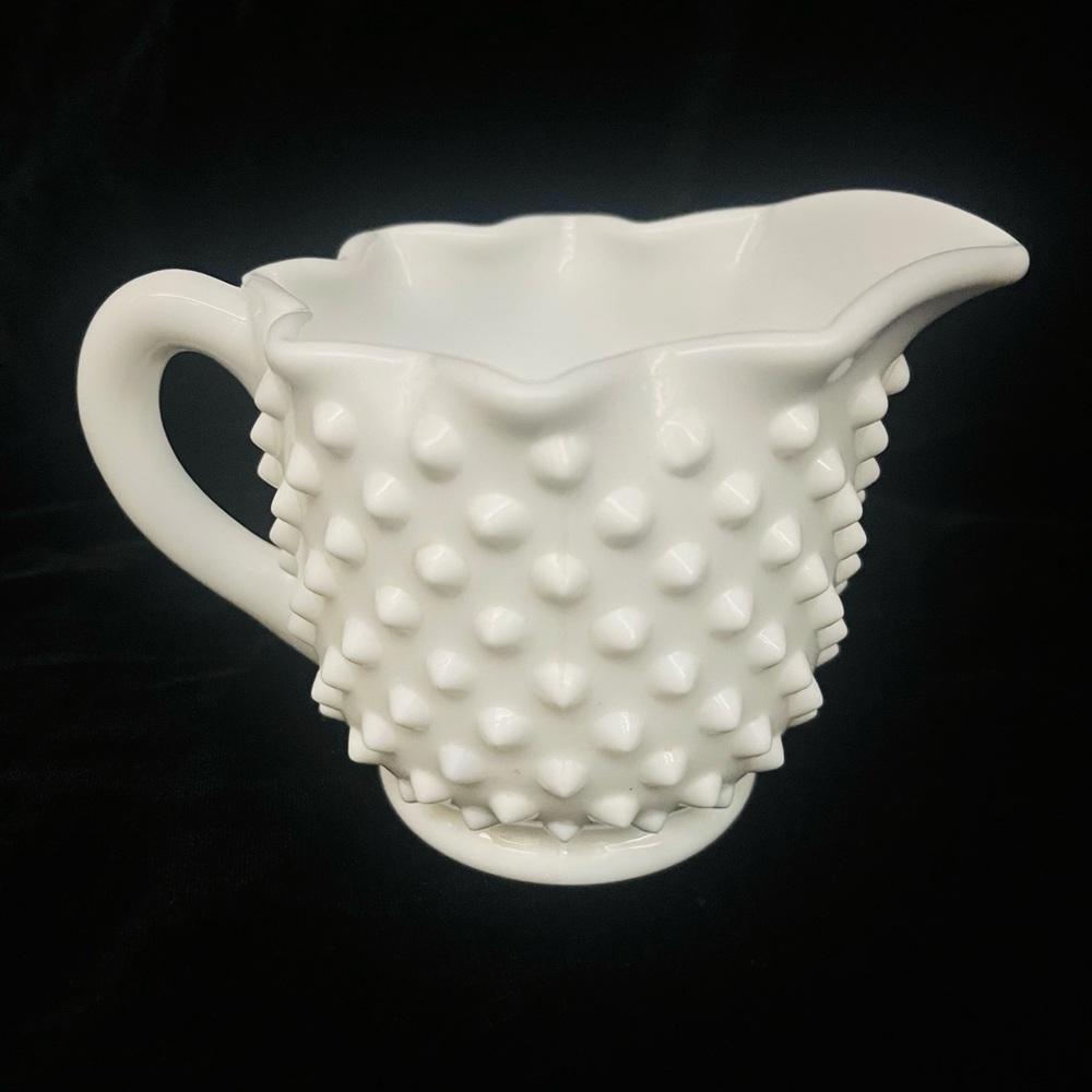 Vintage Fenton hobnail milk glass creamer